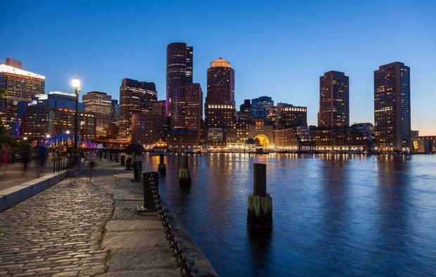 Boston skyline by night in Massachusetts - Lumle holidays