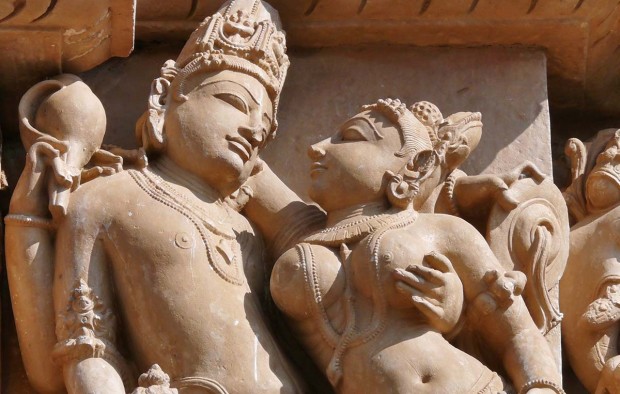 Vishnu and Lakshmi embracing in Hindu temple sculpture - Lumle holidays